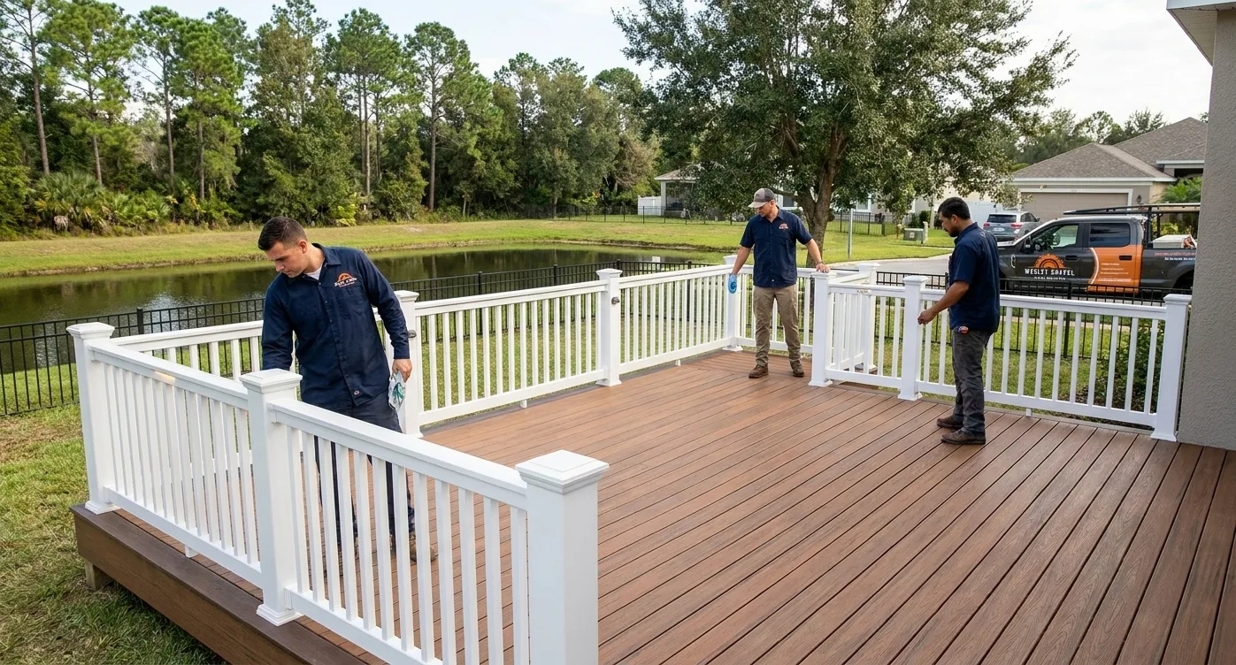 Wesley Chapel Deck Builders composite Trex deck with railing