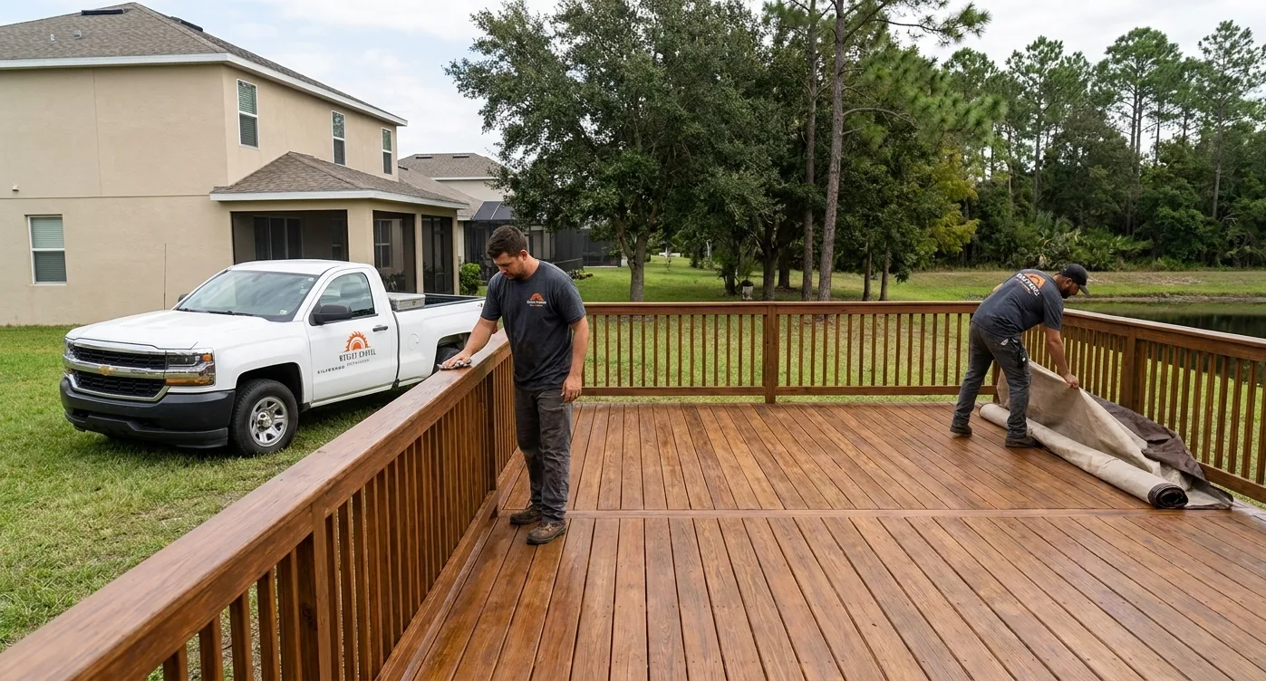 Wesley Chapel Deck Builders deck repair and staining project
