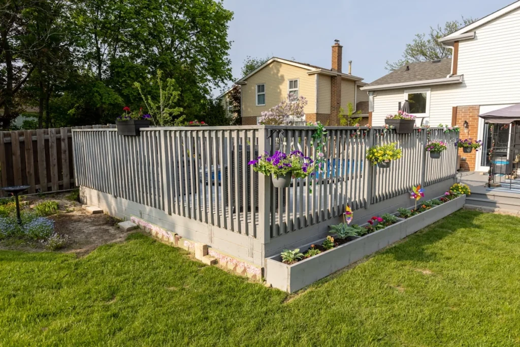 Beautiful backyard deck with fence and outdoor area in sunny Pasco County FL