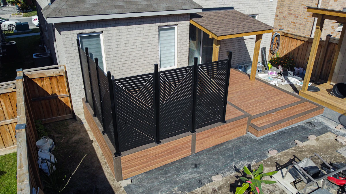 Aerial View of Backyard Deck by Wesley Chapel Deck Builders Aerial view of a backyard deck and patio built by Wesley Chapel Deck Builders